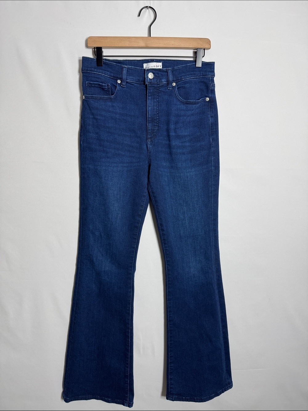 WJ35 {LOFT} "The Slim Flare" Dark Navy Blue High Rise Bootcut Denim Jeans